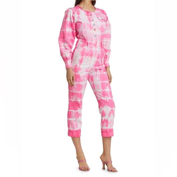NWT LOVESHACKFANCY Sonoma Stretch Cotton Paca Tie Dye Jumpsuit Size 0 - Picture 4 of 9